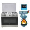 Mika MST90PU42HI/HC 4 Gas + 2 E Cooker, Silver 90cm”60cm