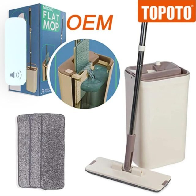 Microfiber Mop With Bucket Floor Cleaning Squeeze Hand Free