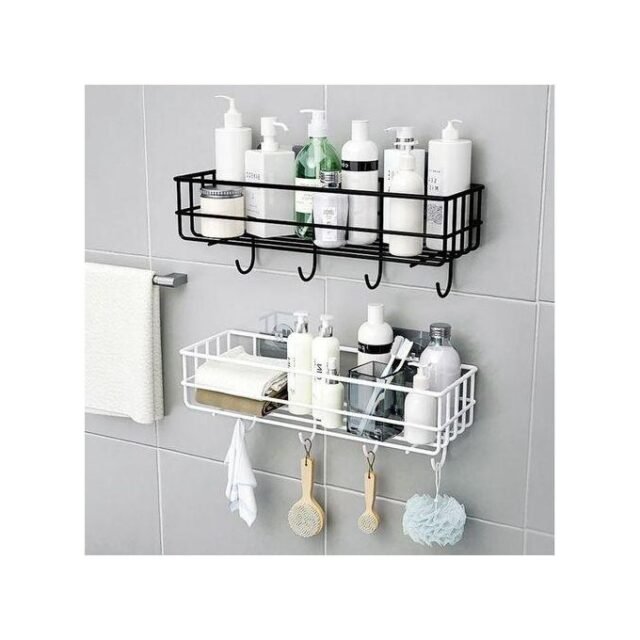 2 pieces Metallic multipurpose Bathroom organizers with hooks