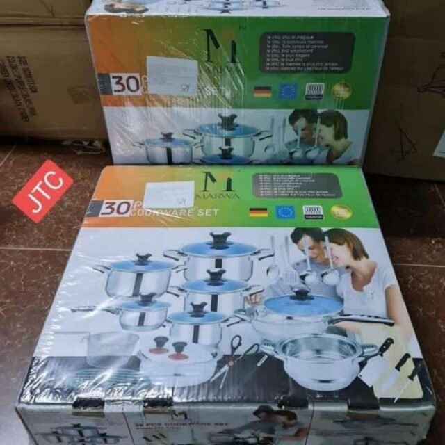 30PC Marwa Cookware Set – Heavy-Duty Stainless Steel Pots & Pans for Every Kenyan Kitchen